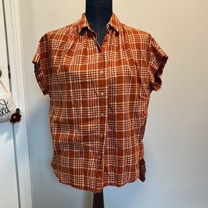 Madewell orange plaid button down size xs